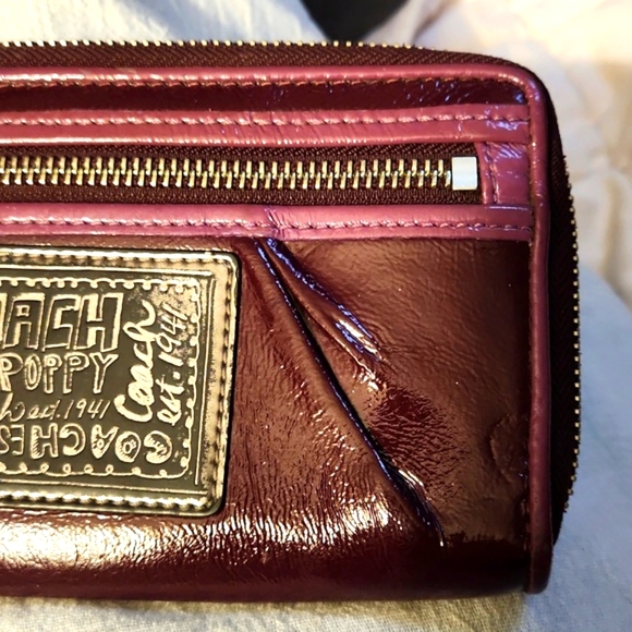 Coach Poppy Raspberry Wallet Wristlet - Picture 1 of 10